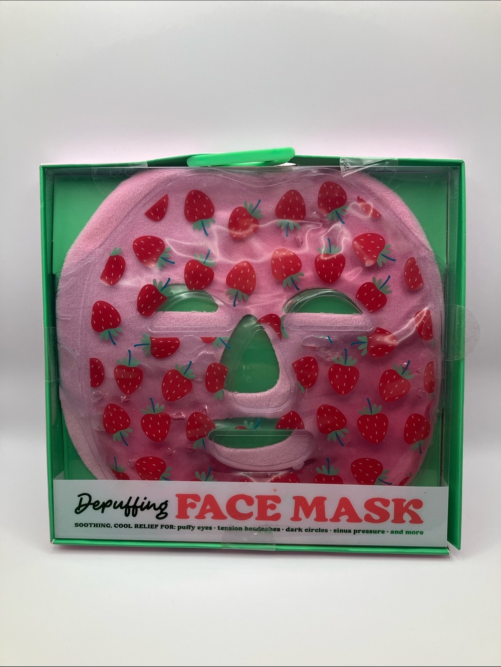 Cooling Gel Face Mask Pink Strawberry Pattern Sinus Eye Cold Therapy Spa Mask
